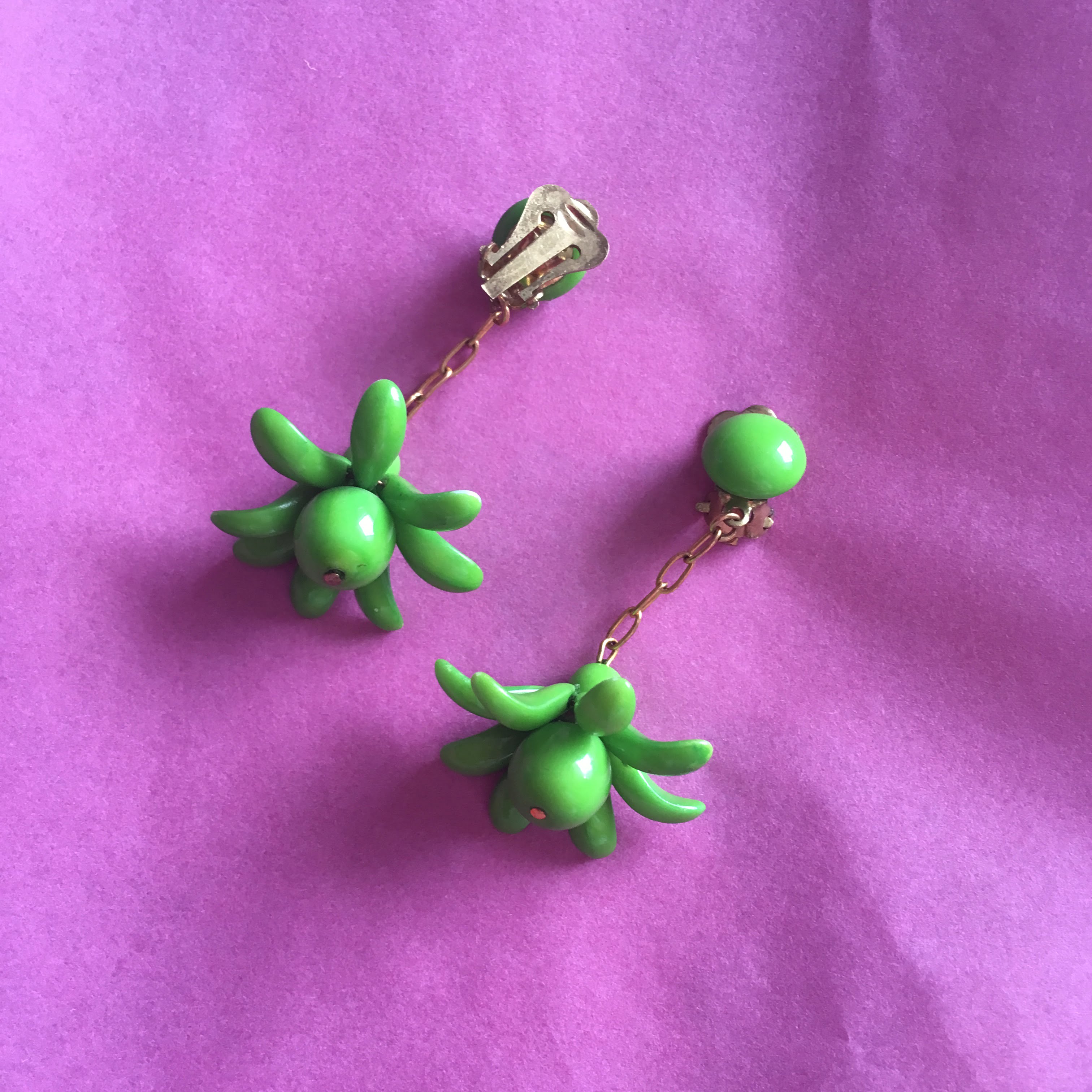 "Fiorellino" Vintage Earrings -Green