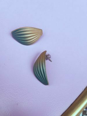 "Plume" Vintage Earrings -Bleu