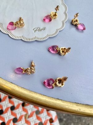 Vintage "Petit Coeur" Earrings -Pink