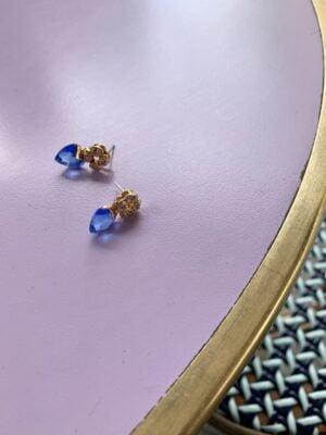 Vintage "Petit Coeur" Earrings -Blue