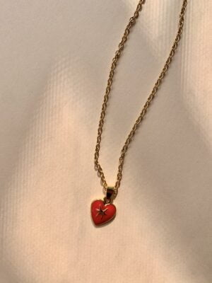 Vintage "Love" Necklace -Red