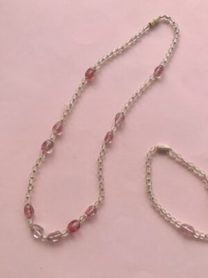 "Mignonette" Vintage Necklace -  Clear Pink