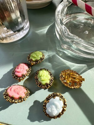 Bijou Du Jour "Pastel Cameo" Clip On Vintage Earrings