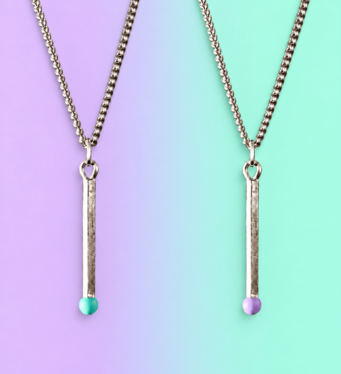Handmade In Italy, Silver Plated “Allumette” Necklace
