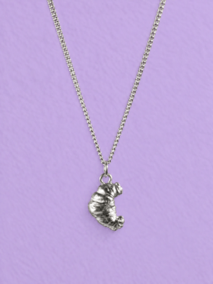 Handmade In Italy, Silver Plated “Croissant” Necklace